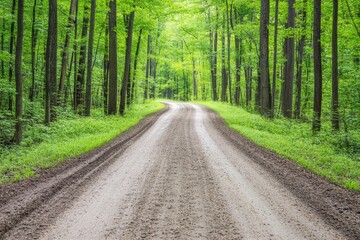 Fototapeta premium Winding dirt road through lush forest