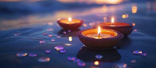 Candles on Water, Sunset Glow