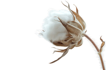 Close up of cotton flower isolated on transparent background