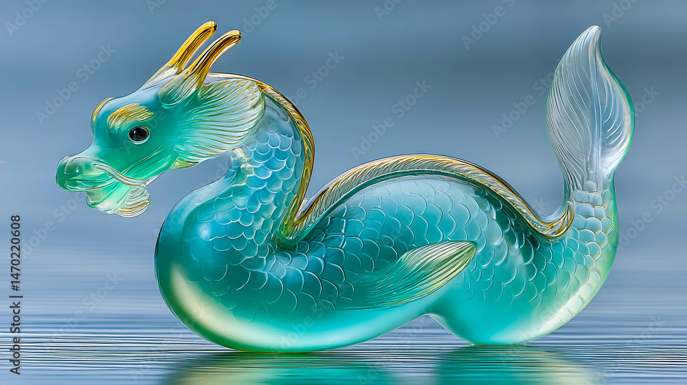 Aufkleber elegant glass sculpture representing a mythical creature in soft light and shadow