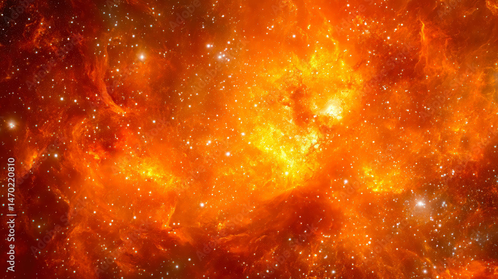 Aufkleber explore the vibrant cosmos with flame-like patterns and celestial bodies in a vast universe