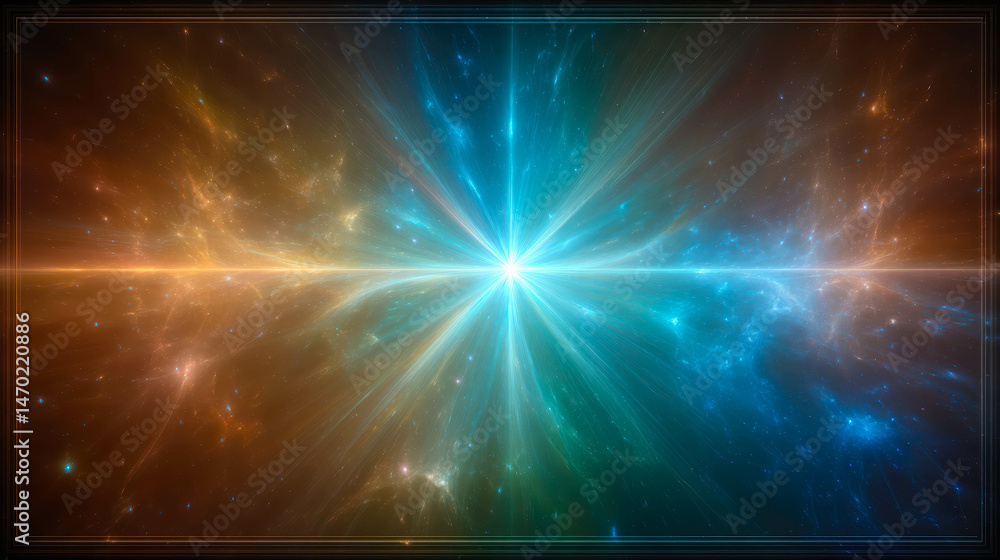 Aufkleber bright cosmic explosion in a decorative frame with soft colors for gaming experience