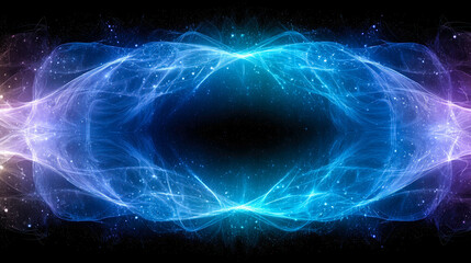Digital Frame Featuring Cosmic Flames in Vibrant Blue and Purple Hues on a Light Background
