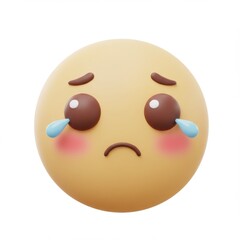Fototapeta premium 3D Render of a Sad Crying Emoji with Tears