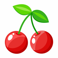cherries with leaves
