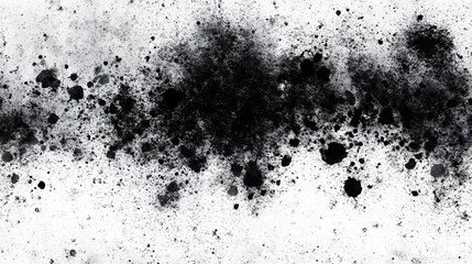 Abstract black splatters on a white background.