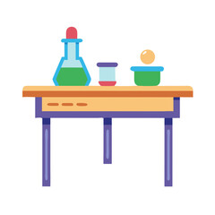 Science Lab Table Icon &ndash; Classroom Experiment and Education Symbol