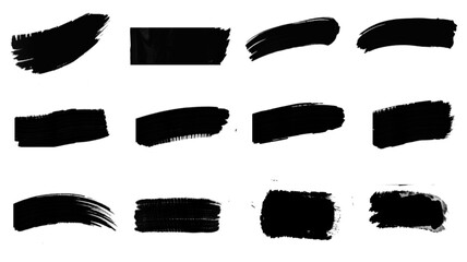 Vector collection of artistic grungy black paint hand made creative brush stroke set isolated on white background