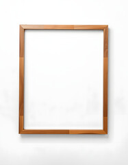 Obraz premium Wooden frame mockup on white wall, close-up. White tone