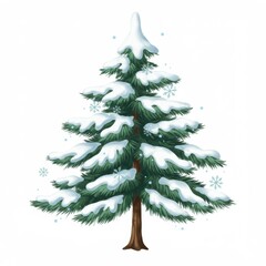 Obraz premium Snowy Pine Tree Winter Holiday Season Illustration