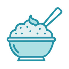 Shaved Ice Dessert in Bowl with Spoon Icon – Frozen Treat and Sweet Dessert Symbol