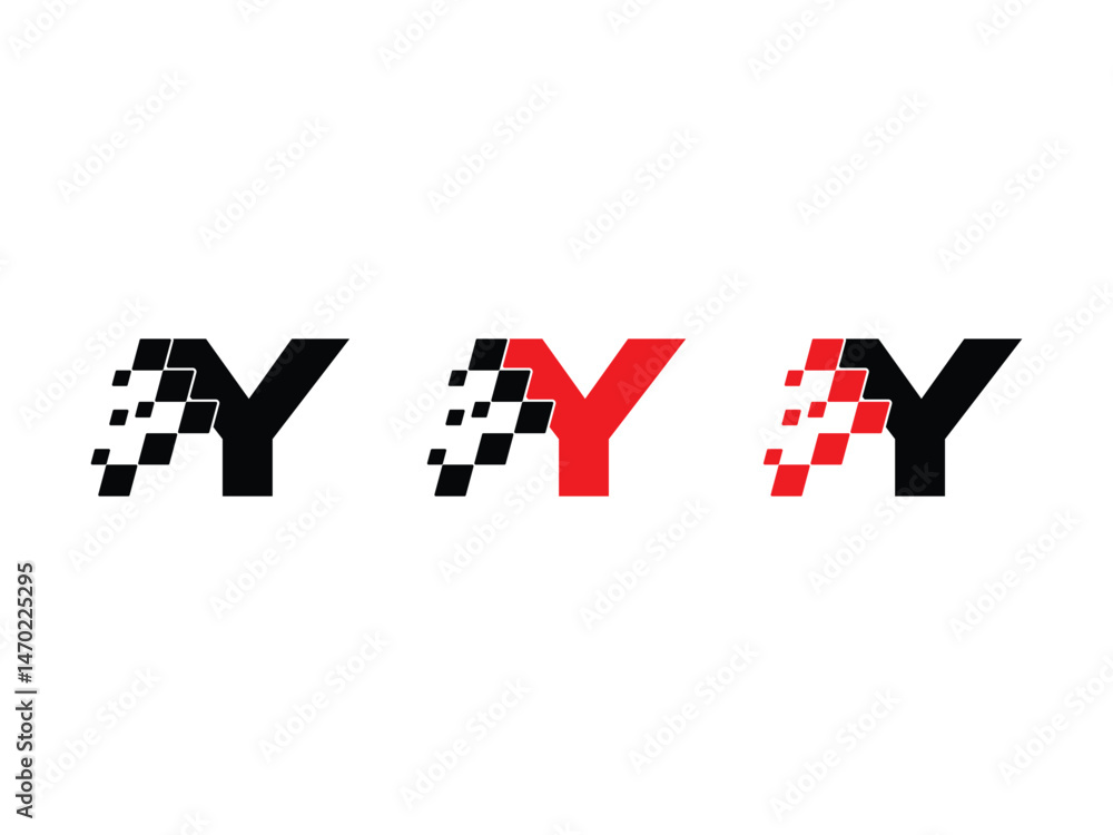 Poster letter y with racing flag symbol icon design vector isolated transparent background