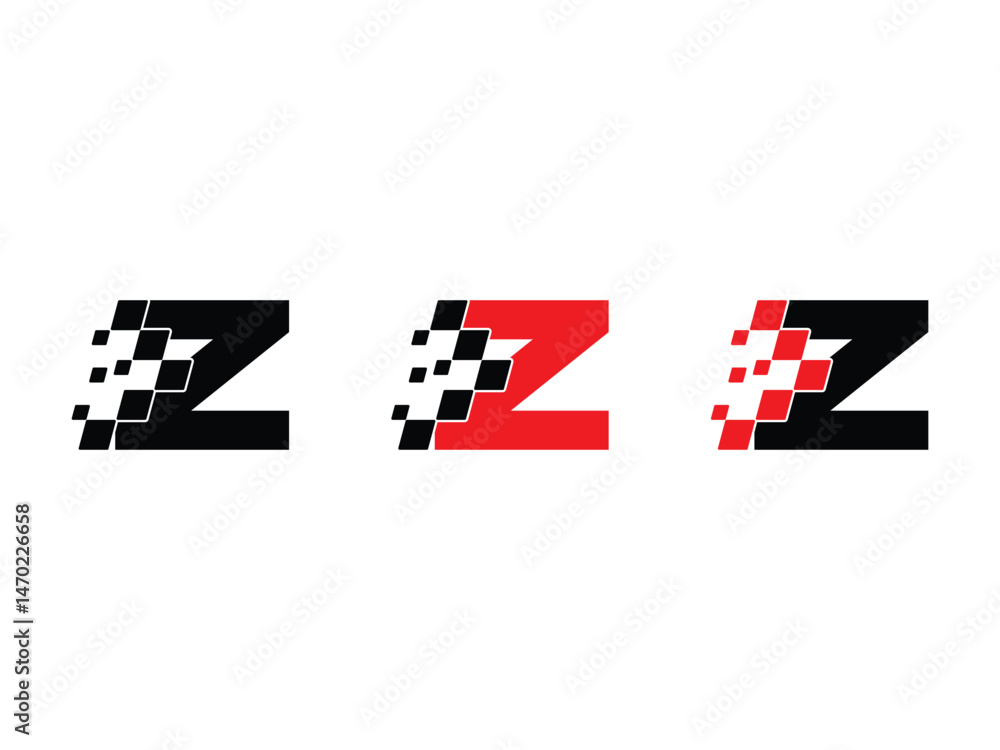 Poster letter z with racing flag symbol icon design vector isolated transparent background