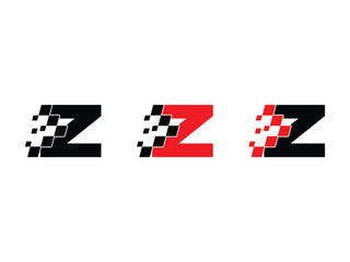 Letter Z with racing flag symbol icon design vector isolated transparent background