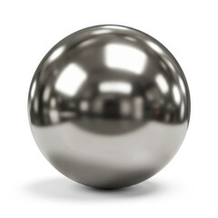Reflective Metal Sphere on White Background