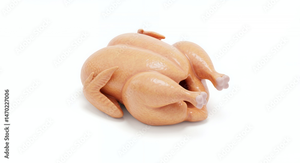 Poster isometric 3d rendering of butterflied poultry isolated on white background in light tan color ready 