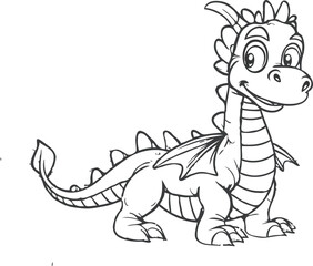 Cute Cartoon Dragon Vector Illustration Perfect For Coloring Pages And Childrens Designs