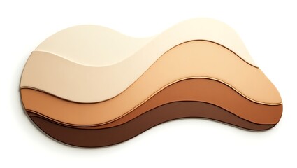 Obraz premium Handmade Abstract Art with Wavy Brown Layers and Textured Surface, Organic and Modern Design Element with Earthy Tones, Isolated on White Background for Creative Projects