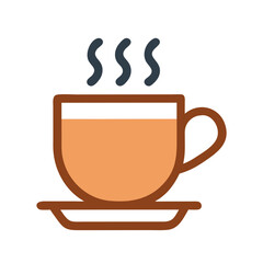 Steaming Hot Drink Cup Icon Representing Beverage and Warm Refreshment