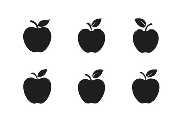 apple vector silhouette set icon design