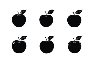 apple vector silhouette set icon design