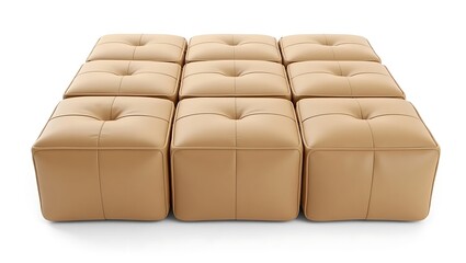 Tan Modular Ottomans: Modern Living Room Seating, Flexible Furniture, Poufs, Contemporary Design, Home Decor, Customizable
