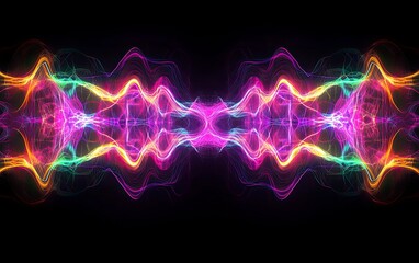 Fototapeta premium Vibrant, multi-colored wave of light that stretches across the entire image. The colors are bright