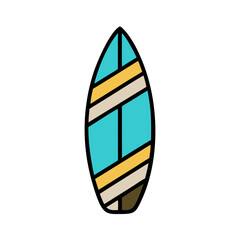 Surfboard with Stripe Pattern Icon Representing Surfing and Water Sports