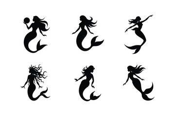 Mermaid silhouette Vector bundle  illustration