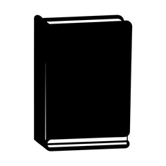 A black hardcover book standing upright in an icon style illustration