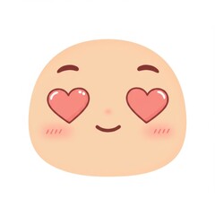 Cute Cartoon Face with Heart Eyes