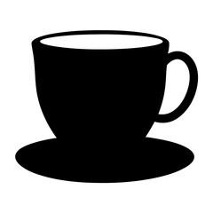 Elegant black silhouette of a coffee cup with a saucer design