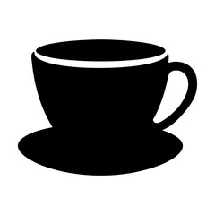 Elegant black and white silhouette of a cup of coffee or tea