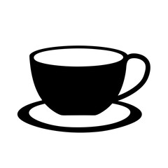 Simple and Elegant Black Silhouette of a Teacup and Saucer Illustration