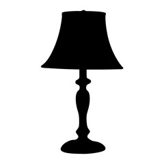 Elegant table lamp silhouette on a white background with a unique shape