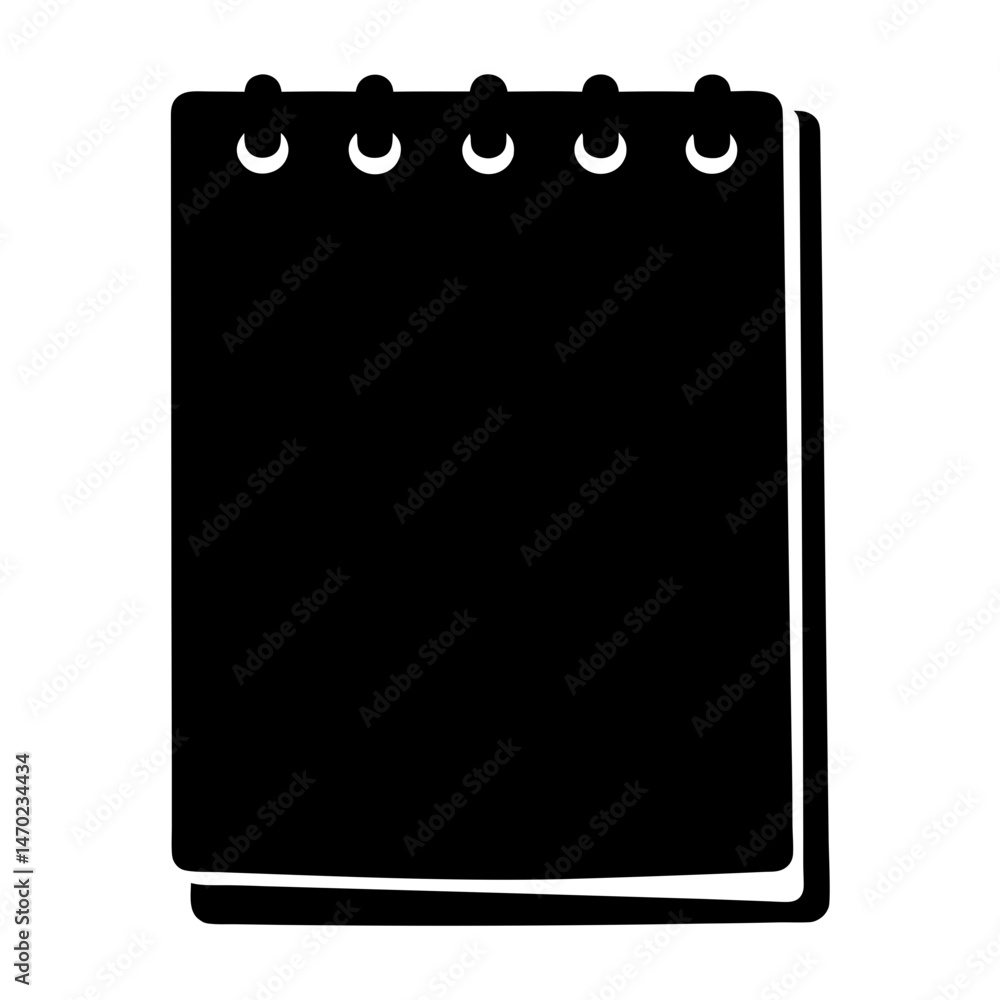 Poster stylized notebook with ring binding and blank pages for writing