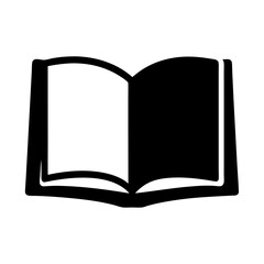 Simple Graphic Representation of an Open Book with Black and White Pages
