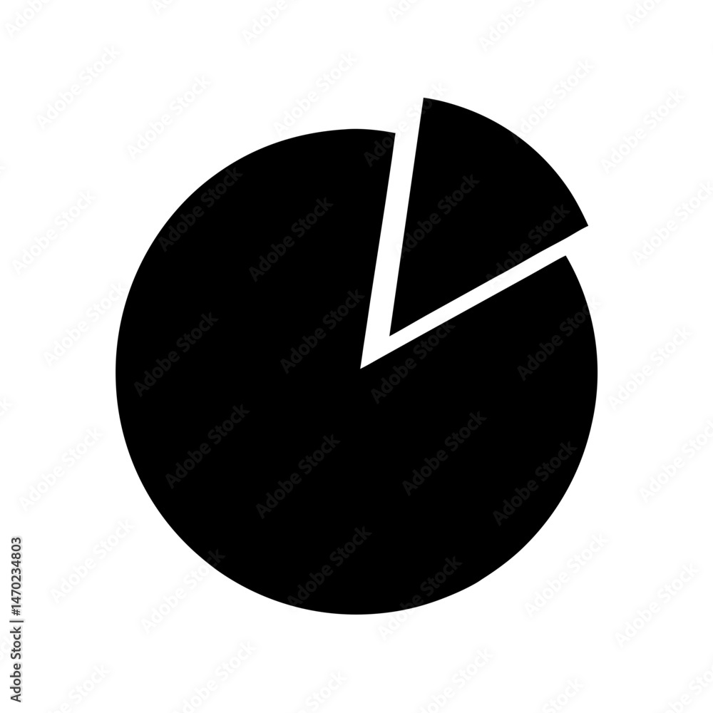 Poster black and white pie chart representing data with one section removed