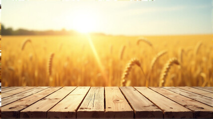 wooden table on the field