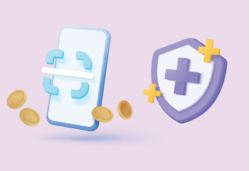 3D vector scan QR code illustration