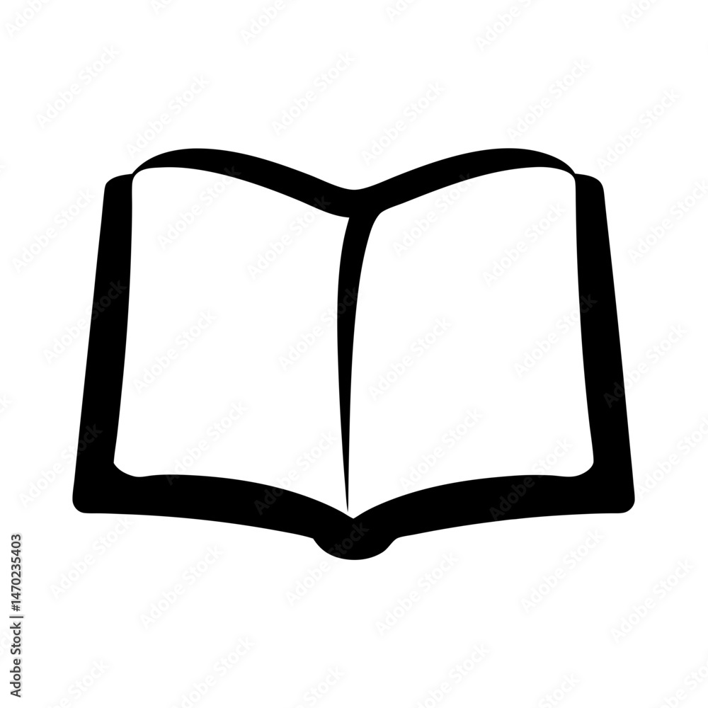 Poster black and white drawing of an open book with empty pages