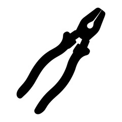 Black silhouette of pliers tool used for gripping and cutting materials