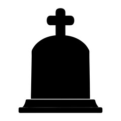 Simple black and white gravestone with cross for memorial or remembrance