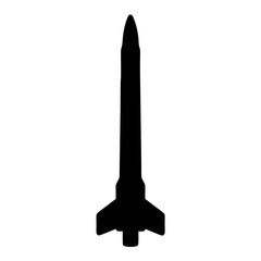 Silhouette of a sleek black rocket poised for interstellar exploration and launch