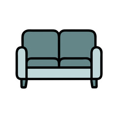 Two-Seater Sofa Icon Representing Compact Seating Furniture and Home Comfort