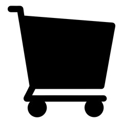 Black shopping cart icon symbol with wheels for online retail services