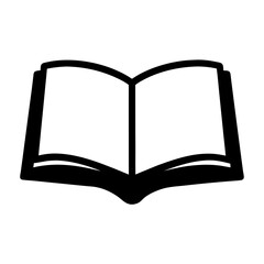 Black and white open book icon representing knowledge and learning processes