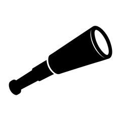 A vintage spyglass or telescope, simple, black and white outline vector