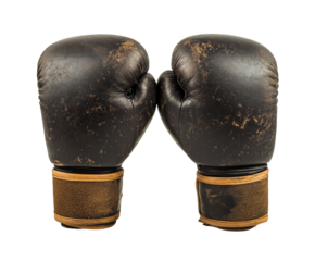 Boxing match gloves displayed sports equipment setup view isolated on transparent background