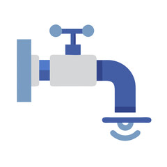 Fototapeta premium Water Faucet Tap with Stream Icon Representing Plumbing and Water Flow